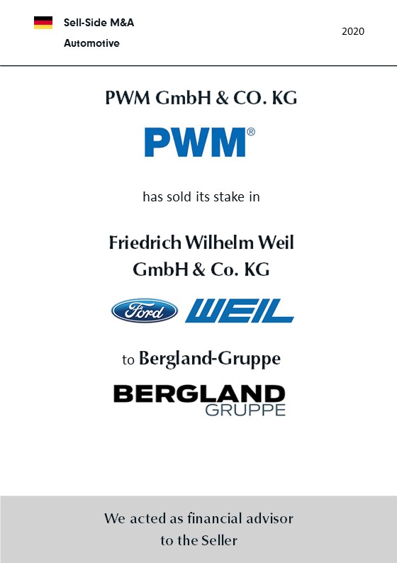 Autohaus Weil | a portfolio company of | PWM | has been sold to | Bergland Gruppe