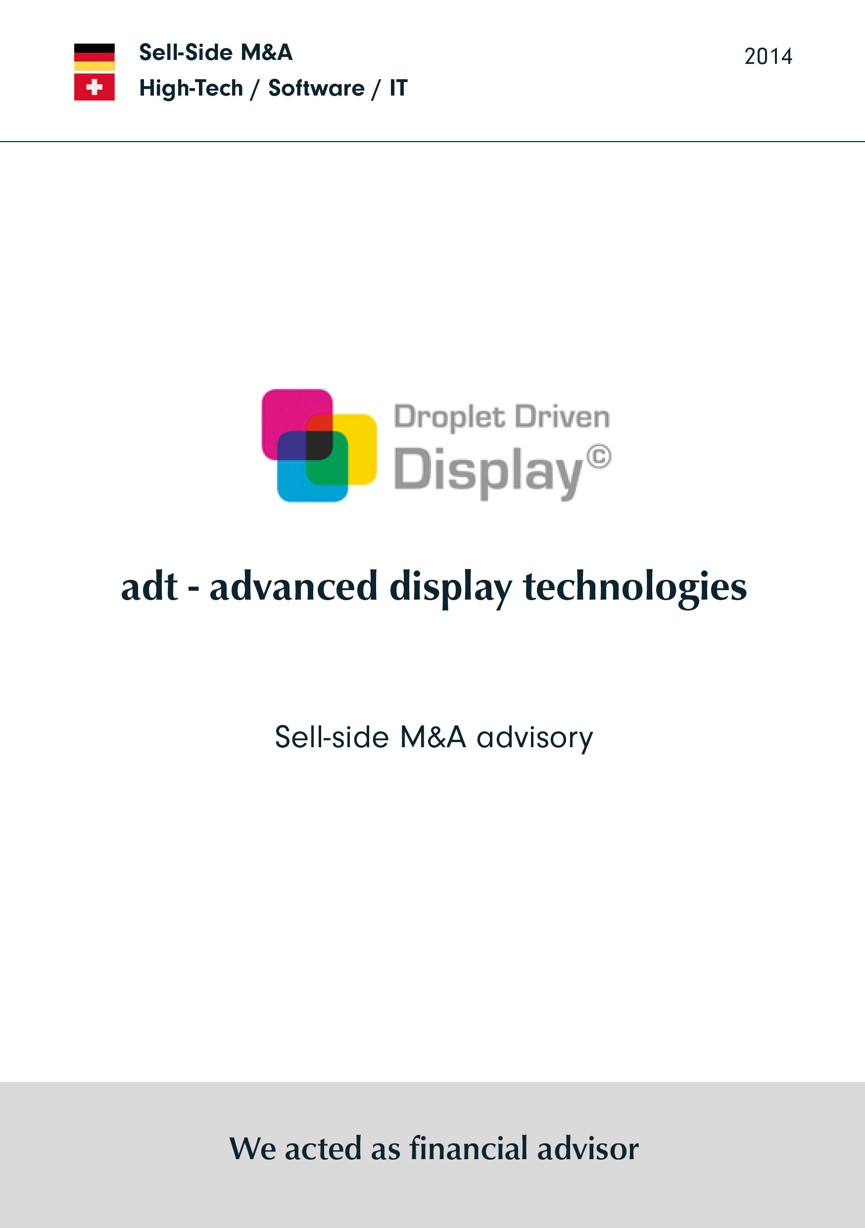 adt | Sell-side M&A advisory