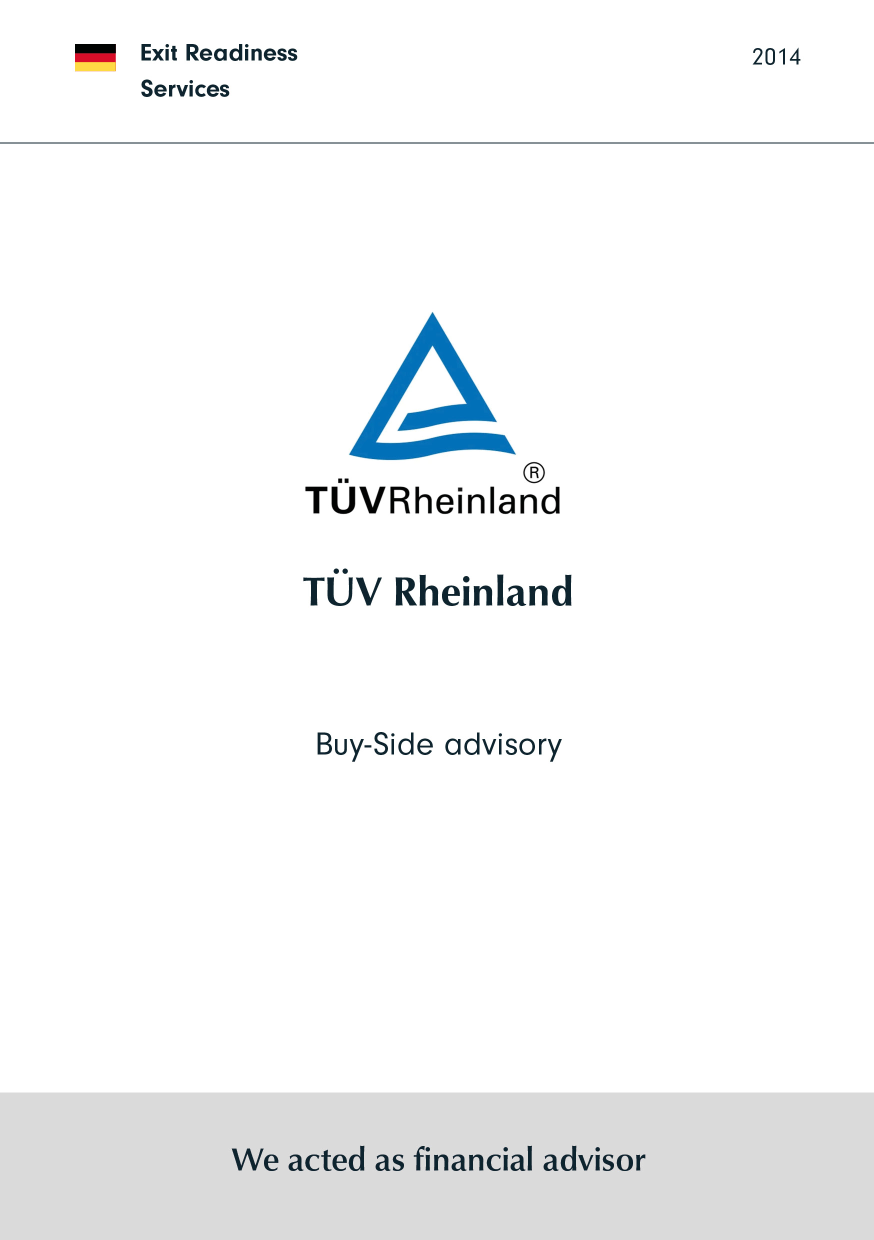 TÜV Nordrhein | Buy-Side advisory