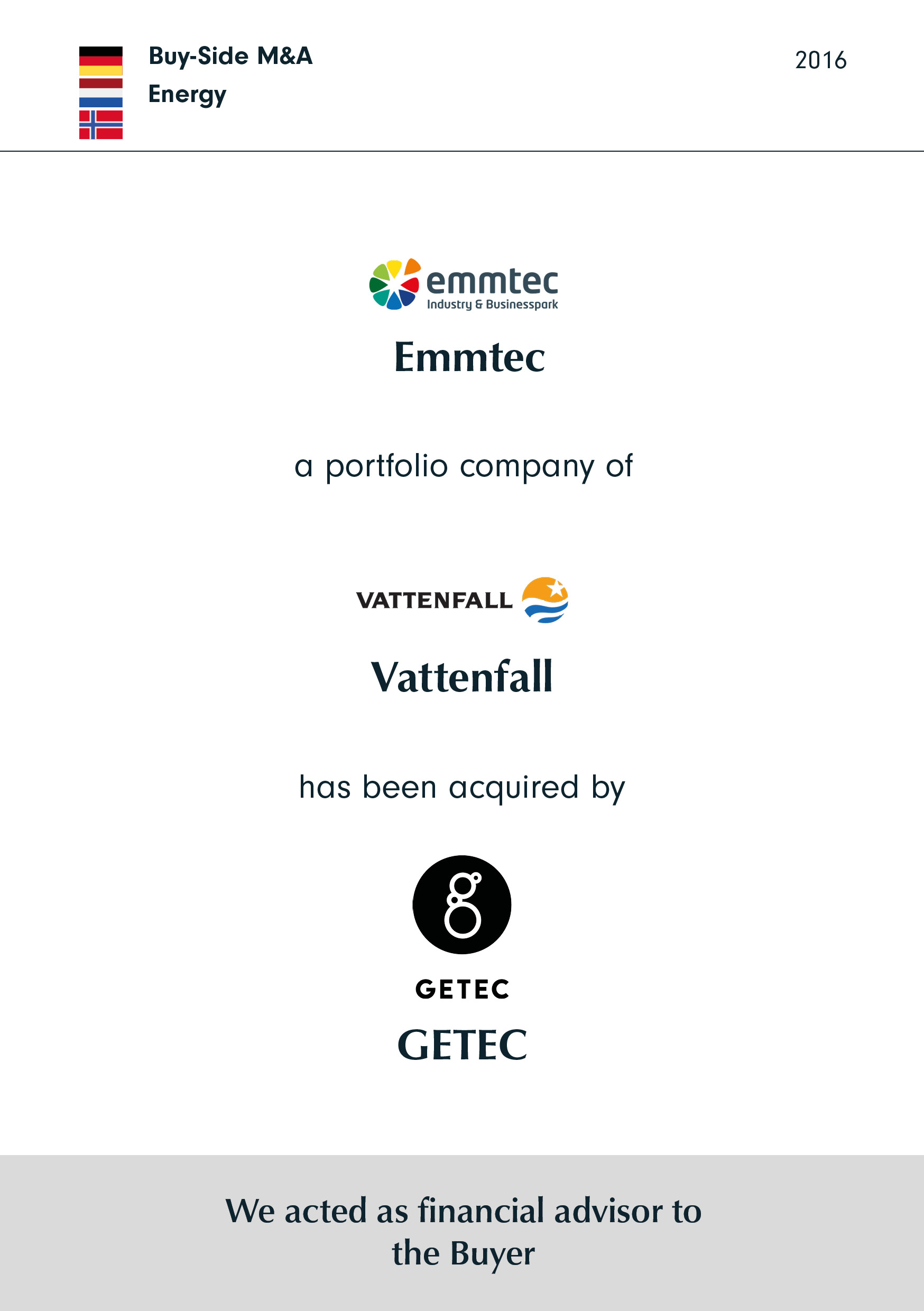 emmtec a portfolio company of VATTENFALL has been acquired by GETEC