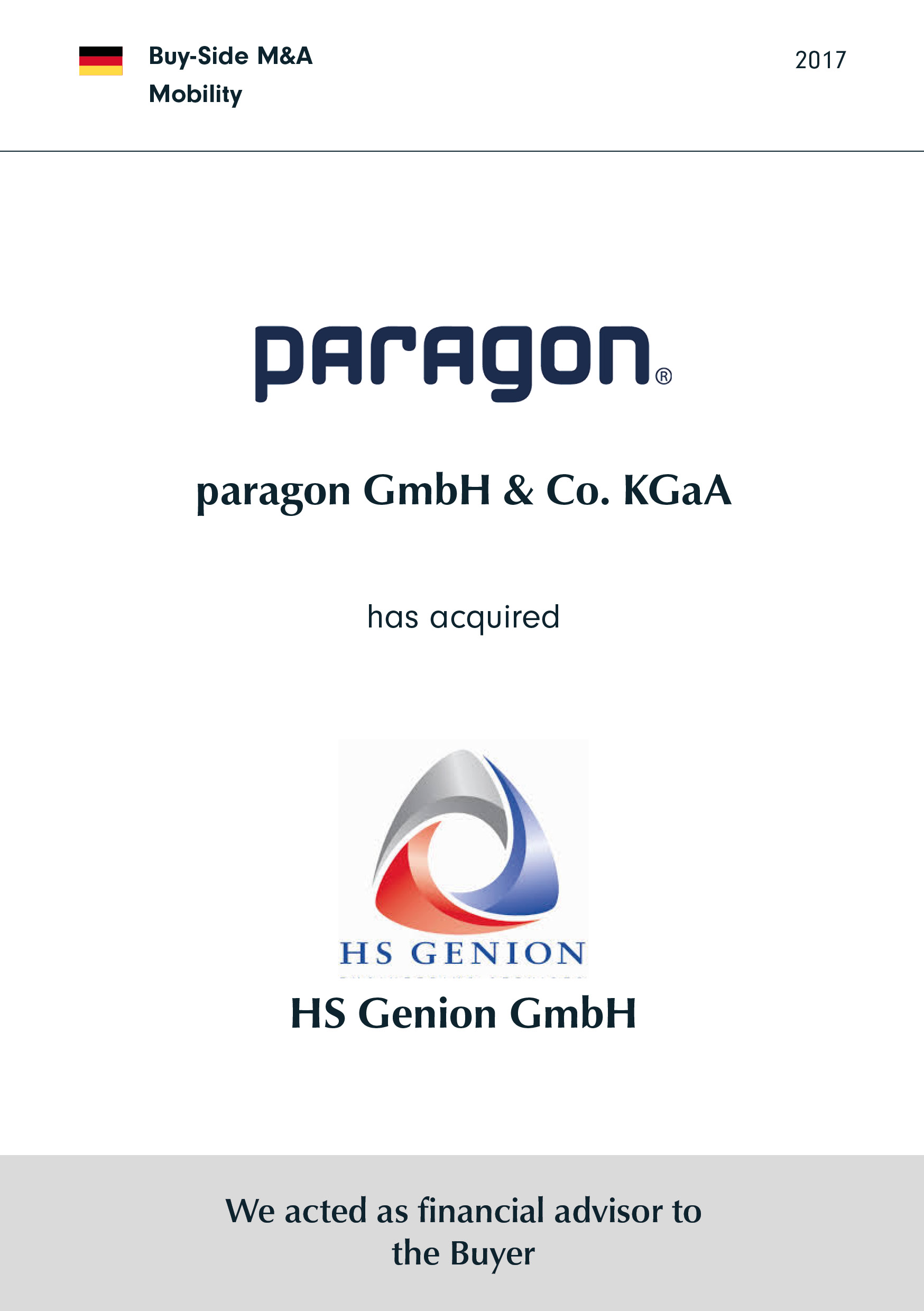 paragon hat HS Genion erworben