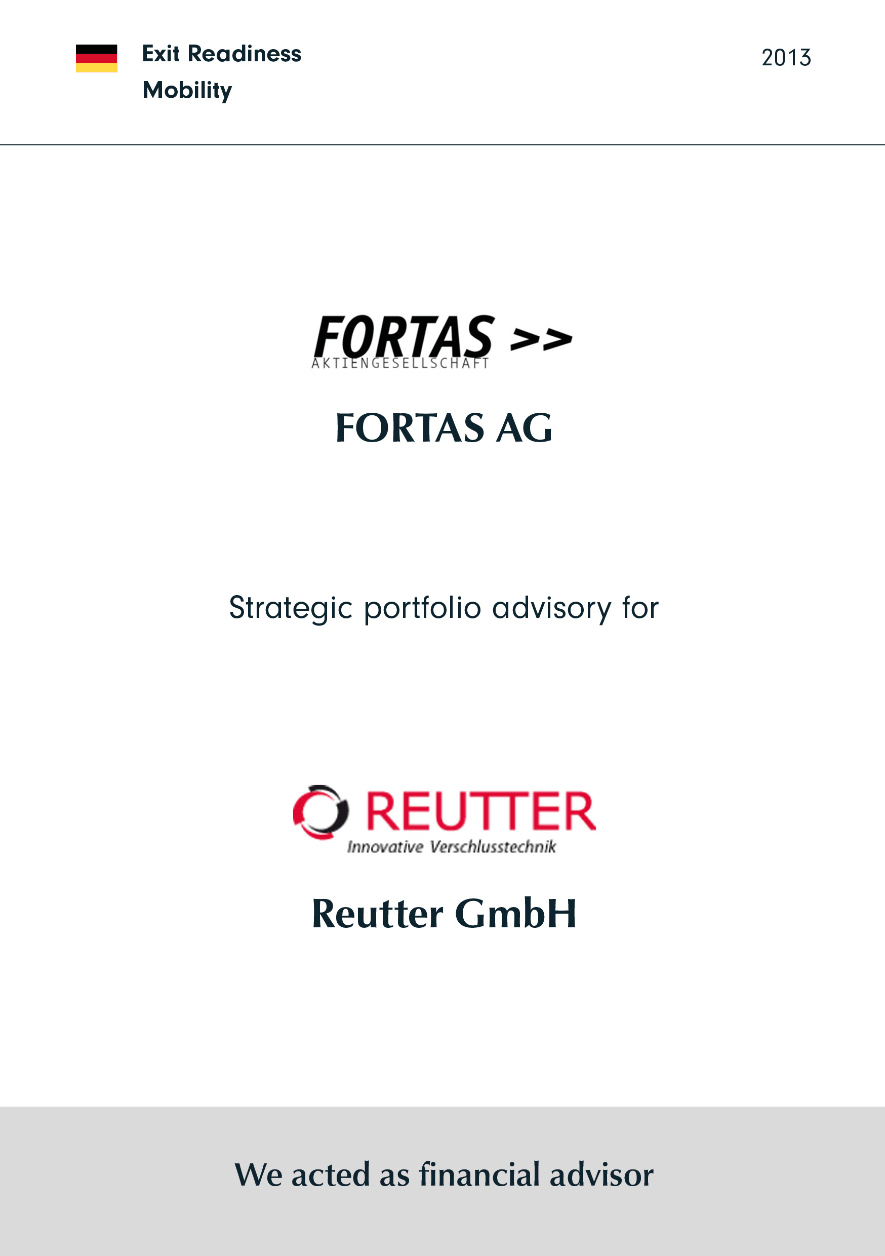 FORTAS AG | Strategische Portfolio-Beratung für REUTTER