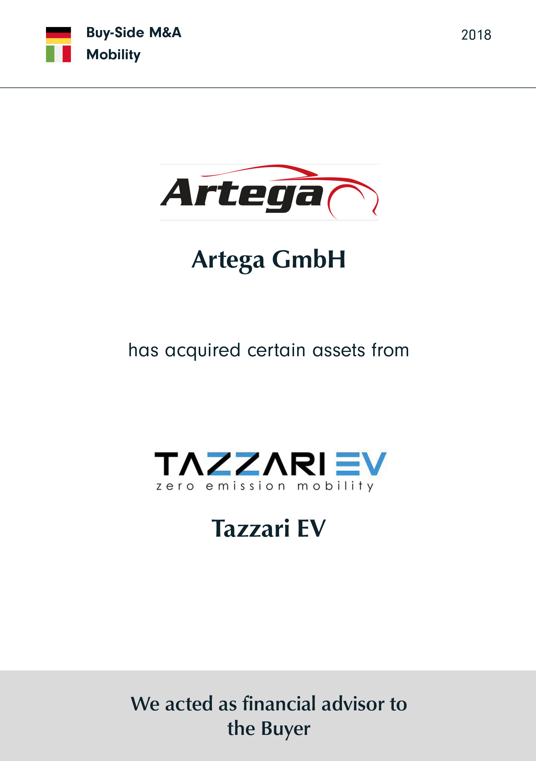 Artega has acquired certain assets from Tazzari EV