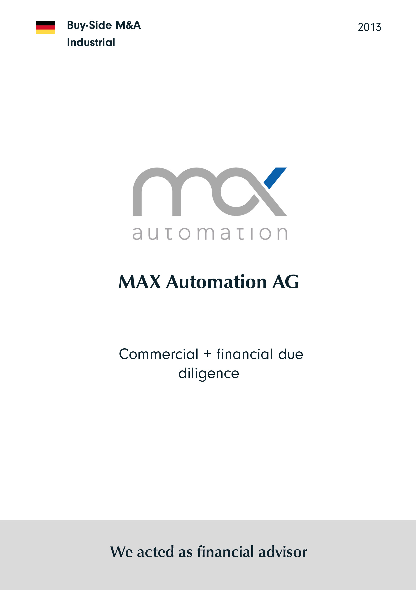 MAX Automation | Commercial + financial due diligence