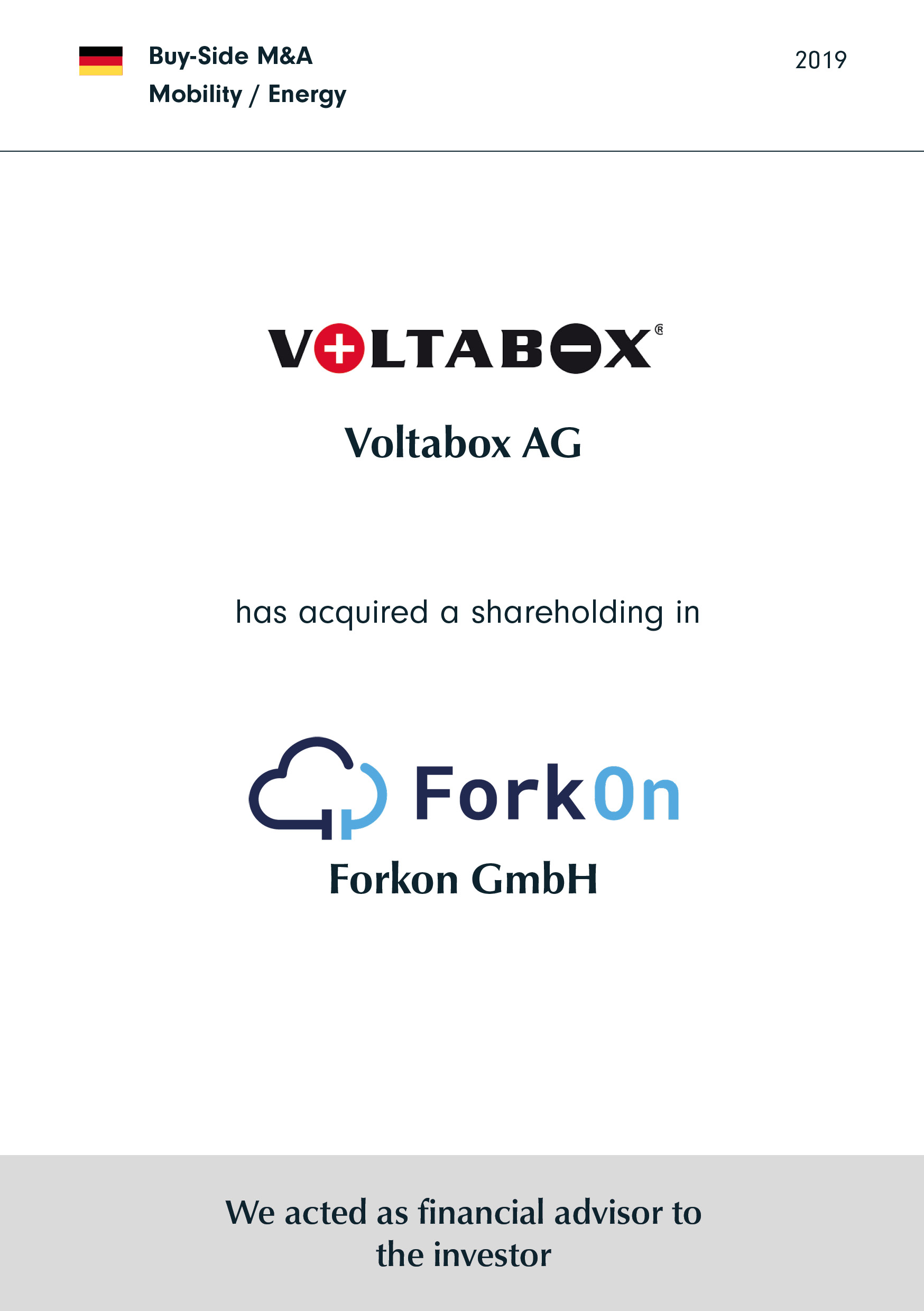 Voltabox | has acquired a shareholding in | ForkOn