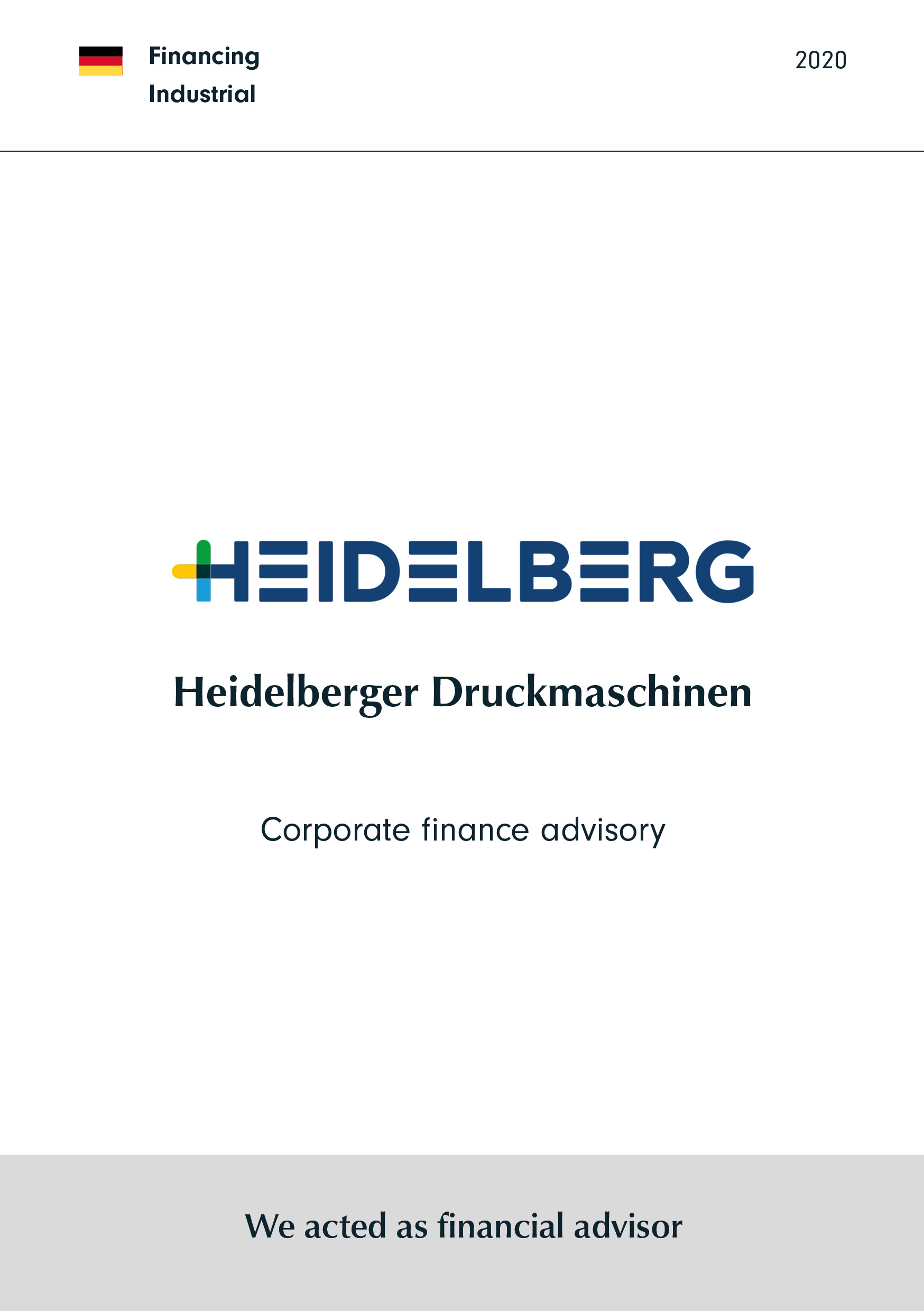 Heidelberger Druckmaschinen | Corporate finance advisory