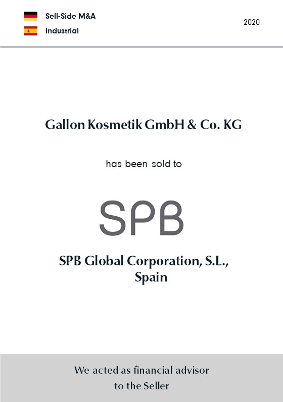 BELGRAVIA & CO. berät GALLON Kosmetik beim Verkauf an die spanische SPB Global Corporation