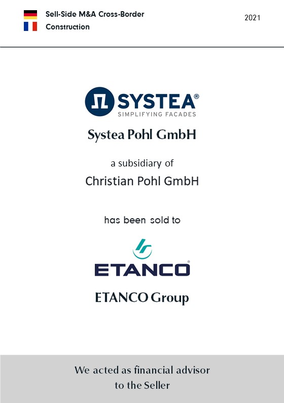 BELGRAVIA & CO. advised Christian Pohl GmbH on the sale of SYSTEA Pohl GmbH to French ETANCO Group