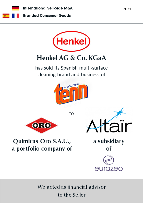 BELGRAVIA & CO. advised Henkel AG & Co. KGaA on the divestment of its Spanish multi-surface cleaning brand TENN to French ALTAÏR Group