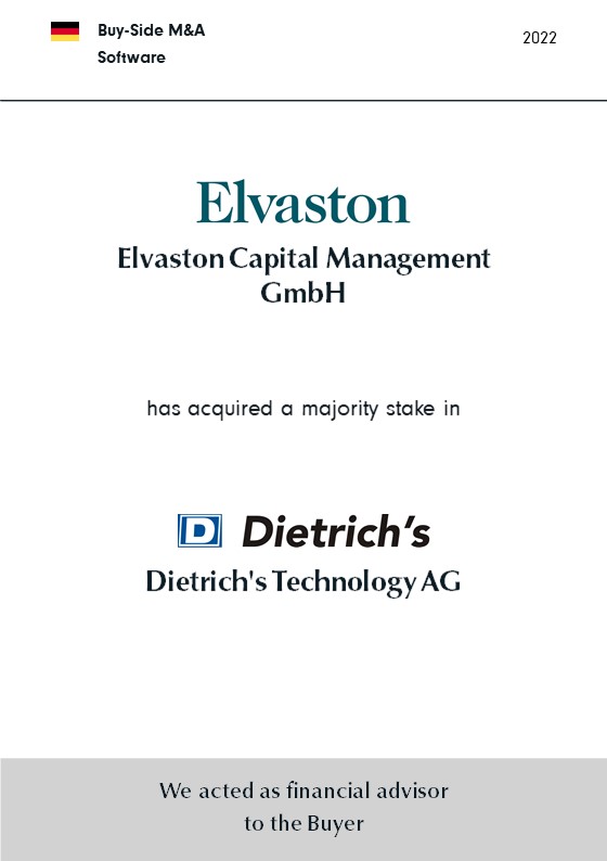BELGRAVIA & CO. advised Elvaston Capital Management GmbH on the acquisition of Dietrich’s Technology AG