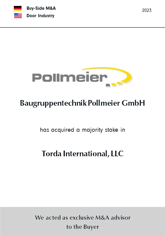 BELGRAVIA & CO. advises Baugruppentechnik Pollmeier GmbH on the majority acquisition of Torda International, LLC (USA)