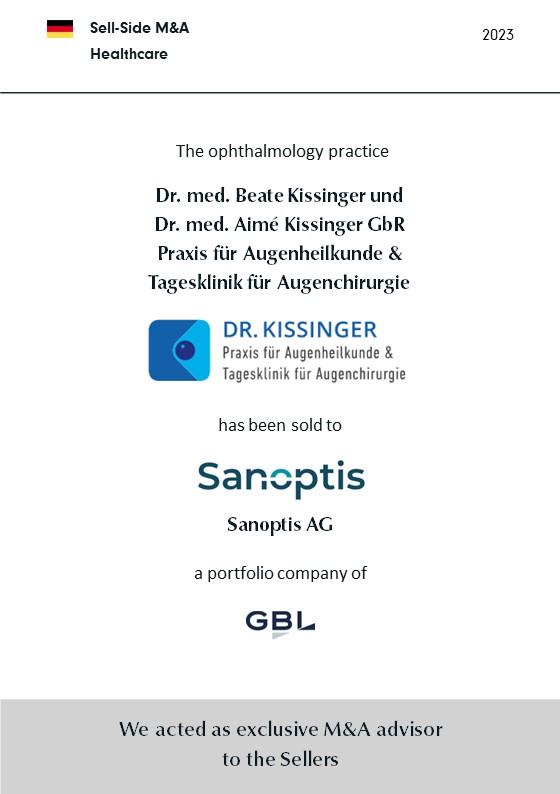 BELGRAVIA & CO. berät Dr. Kissinger Praxis für Augenheilkunde & Tagesklinik für Augenchirurgie exklusiv beim Verkauf an die Sanoptis AG ein Unternehmen der GBL SA