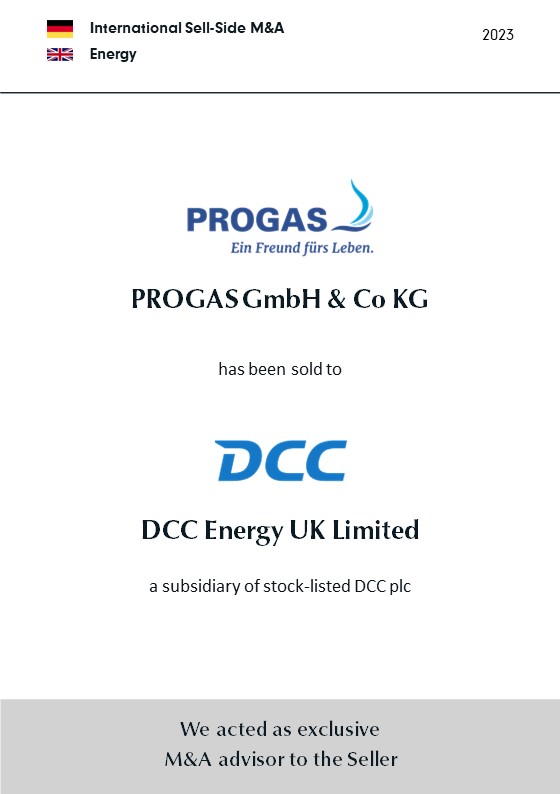 BELGRAVIA & CO. fungierte als exklusiver M&A-Berater beim Verkauf der PROGAS GmbH & Co. KG an DCC Energy UK Limited, eine Tochtergesellschaft der börsennotierten irischen Industrieholding DCC plc