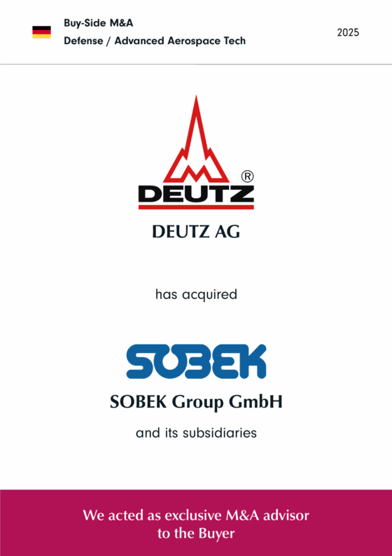 BELGRAVIA & CO. berät DEUTZ AG beim Kauf der SOBEK Group