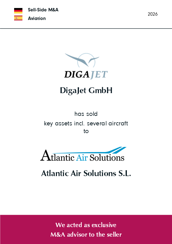 BELGRAVIA & CO. hat die DigaJet GmbH exklusiv beim Verkauf von wesentlichen Assets an Atlantic Air Solutions beraten.